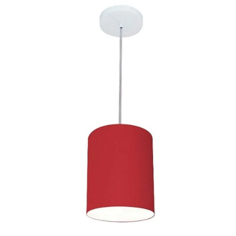 Lustre Cilíndrico Md-4012 Tecido 18x25cm Bordo Bivolt - Vivare Brasil Iluminação