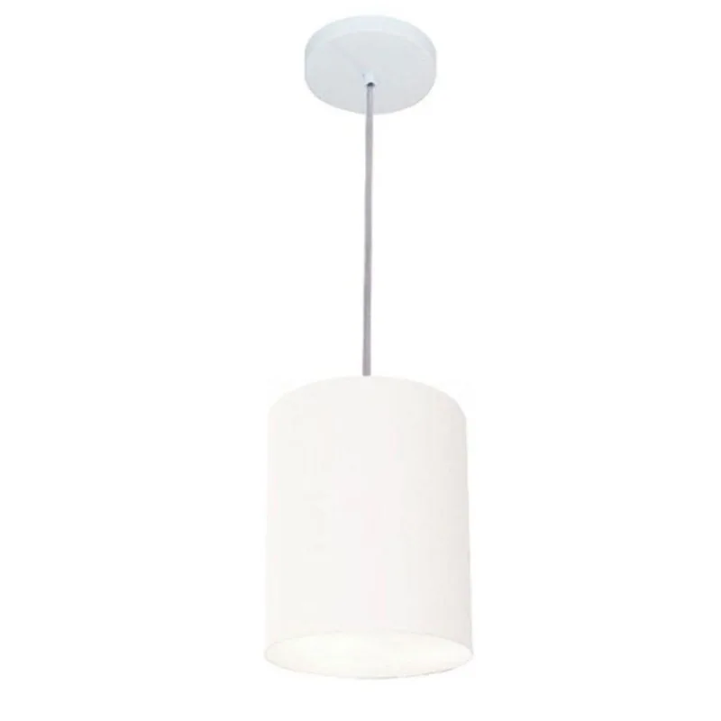 Lustre Cilíndrico Md-4012 Tecido 18x25cm Branco Bivolt - Vivare Brasil Iluminação