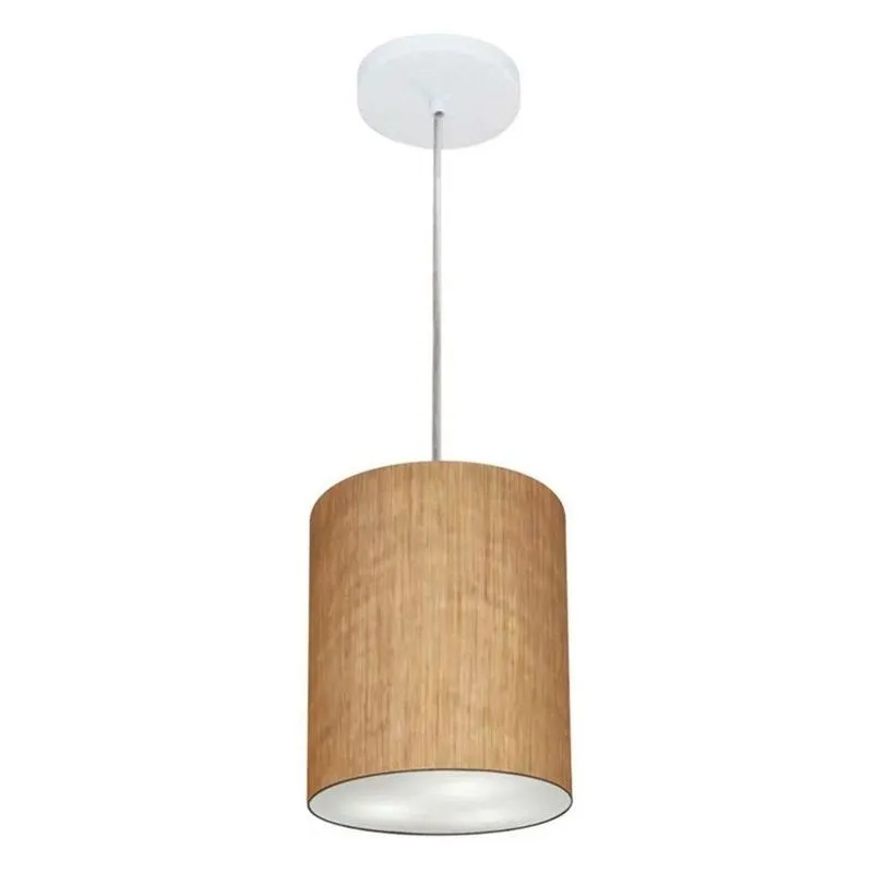 Lustre Pendente Cilíndrico Md-4012 18x25cm Bivolt Palha