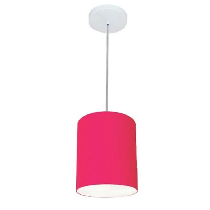 Lustre Pendente Cilíndrico Md-4012 18x25cm Bivolt Rosa Pink - Vivare Brasil Iluminação