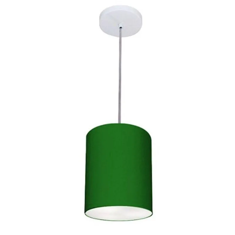 Lustre Pendente Cilíndrico Md-4012 18x25 Bivolt Verde Folha