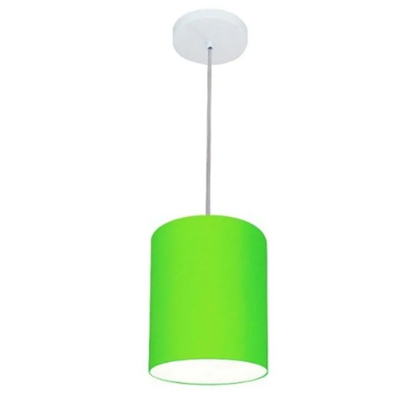 Lustre Pendente Cilíndrico Md-4012 18x25 Bivolt Verde Limão