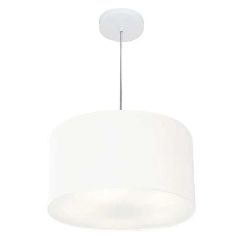 Lustre Pendente Cilíndrico MD-4019 Cúpula em Tecido 40x21cm Bivolt 110V-220V Branco Vivare Brasil