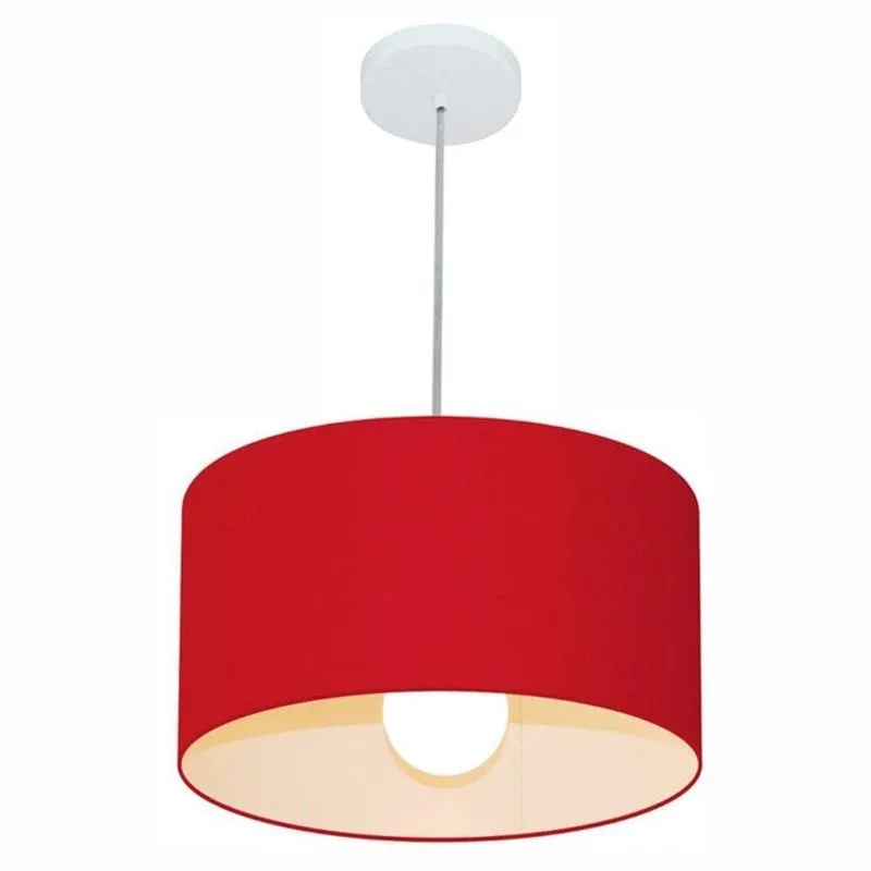 Lustre Pendente Cilíndrico Free Lux Para Mesa De Jantar, Sala, Quarto, Churrasqueira E Balcão. Bordo Tam: 40x21cm