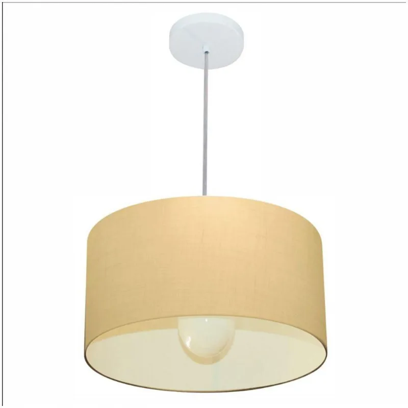 Lustre Cilíndrico Md-4031 Tecido 40x21cm Bivolt Algodão Crú - Vivare Brasil Iluminação