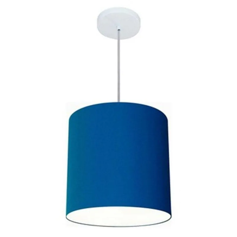 Lustre Cilíndrico Md-4036 Tecido 30x31cm Bivolt Azul Marinho - Vivare Brasil Iluminação