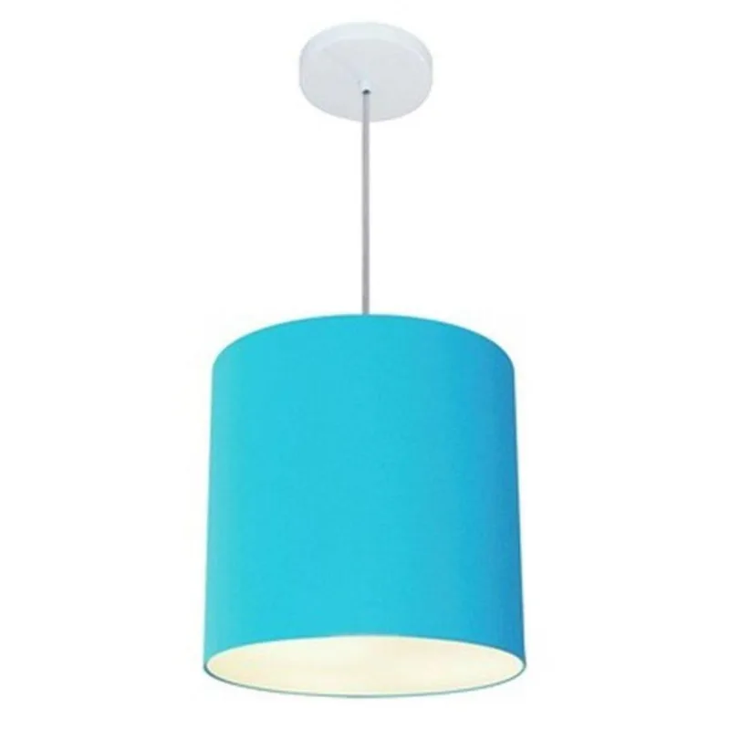 Lustre Cilíndrico Md-4036 Tecido 30x31 Bivolt Azul Turquesa - Vivare Brasil Iluminação