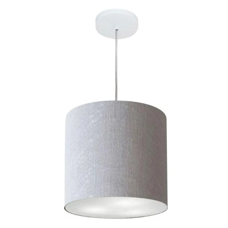 Lustre Cilíndrico Md-4036 Tecido 30x31 Bivolt Rústico Cinza - Vivare Brasil Iluminação