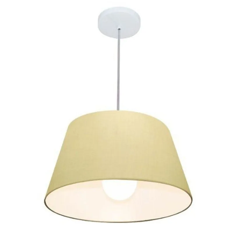 Lustre Pendente Cone Md-4039 21/40x30cm Bivolt Algodão Crú
