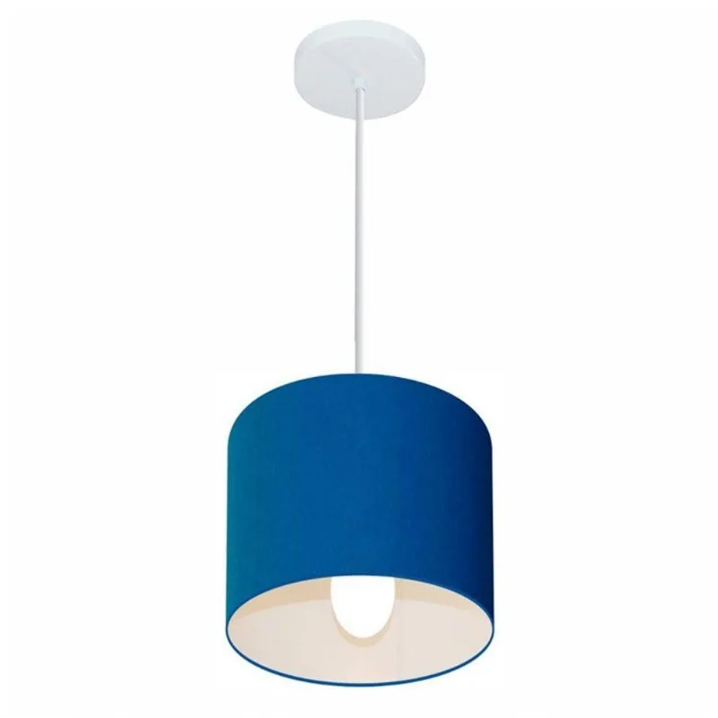 Lustre Cilíndrico Md-4046 Tecido 18x18cm Bivolt Azul Marinho - Vivare Brasil Iluminação