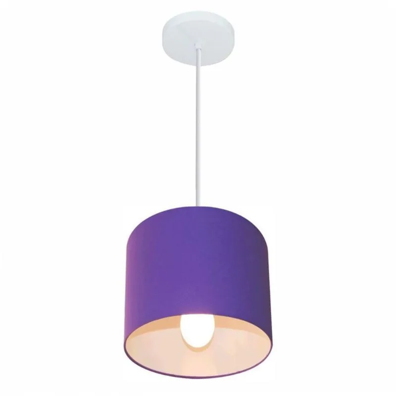 Lustre Pendente Cilíndrico Md-4046 18x18cm Bivolt Roxo