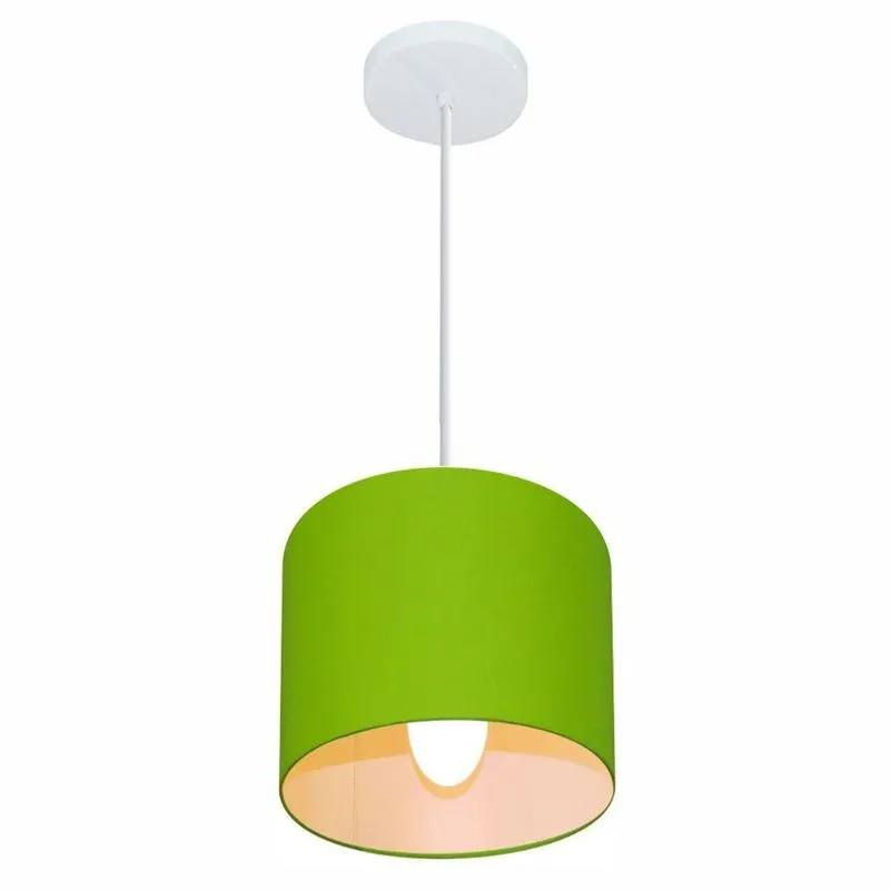Lustre Pendente Cilíndrico Free Lux Para Mesa De Jantar, Sala, Quarto, Churrasqueira E Balcão. Verde-limão Tam: 18x18cm