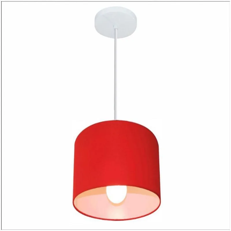 Lustre Pendente Cilíndrico Md-4046 18x18cm Bivolt Vermelho