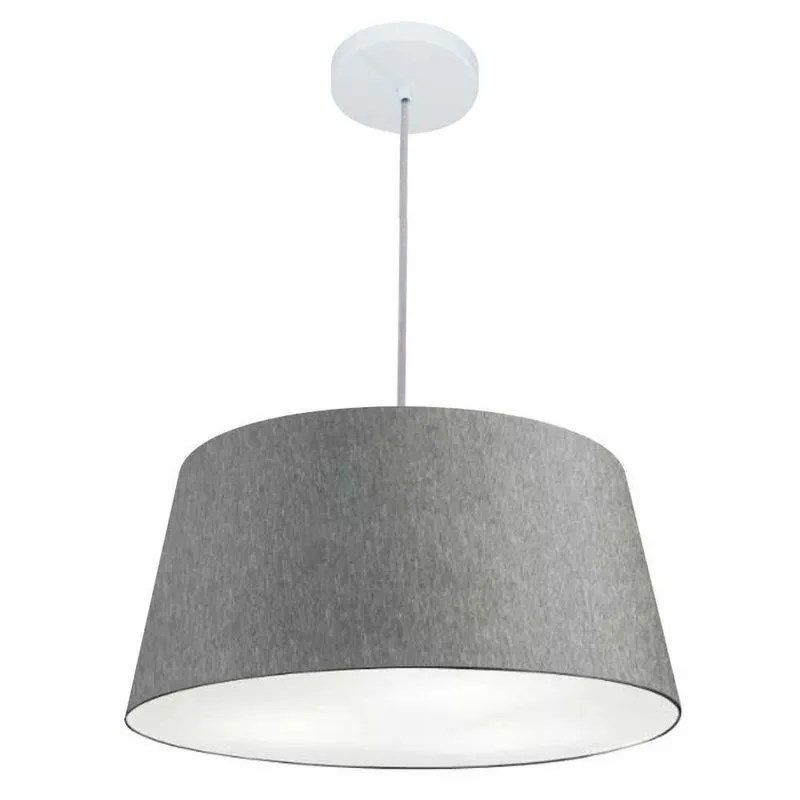 Lustre Pendente MD-4050 Cúpula em Tecido Cone Médio Bivolt 110V-220V Rústico-Cinza Vivare Brasil