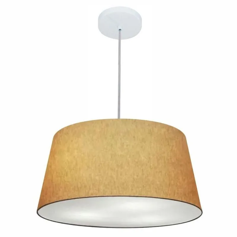 Lustre Pendente MD-4050 Cúpula em Tecido Cone Altura Ajustável Palha Vivare Brasil Iluminação