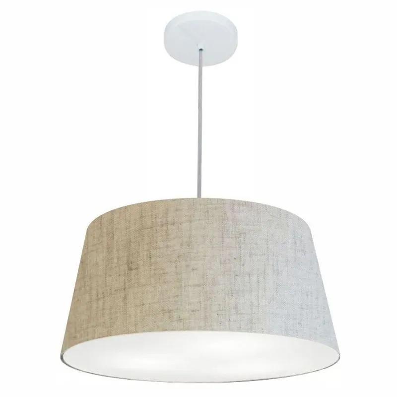 Lustre Pendente MD-4050 Cúpula em Tecido Cone Médio, Bivolt Rústico-Bege Vivare Brasil Iluminação