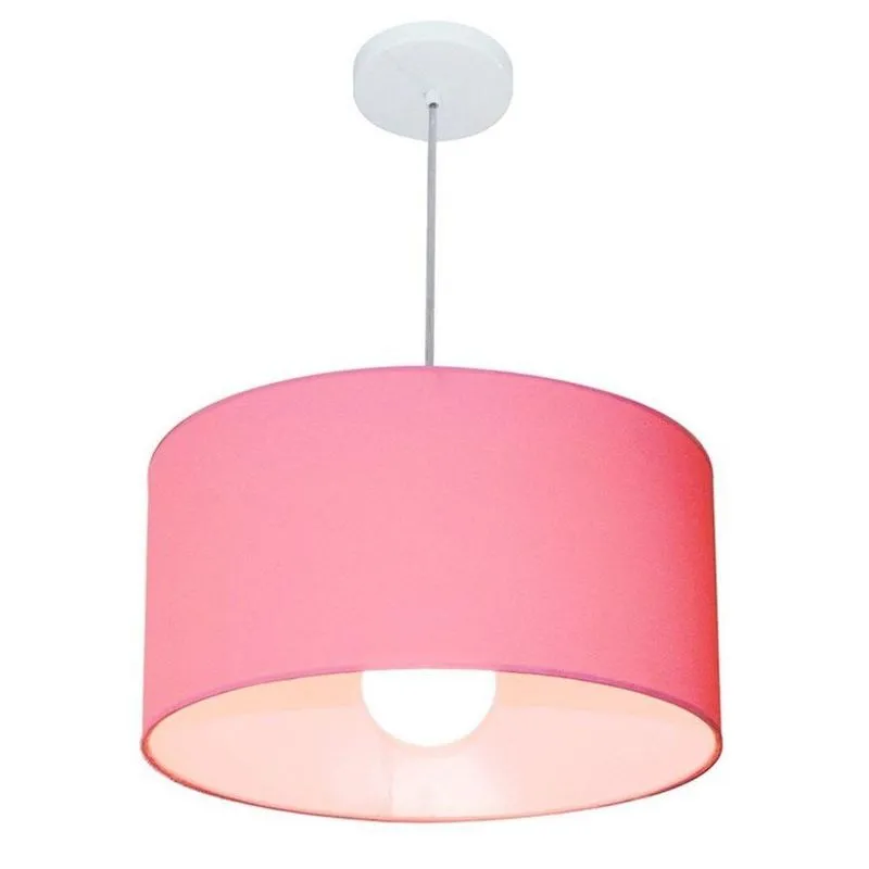 Lustre Pendente Cilíndrico Free Lux Para Mesa De Jantar, Sala, Quarto, Churrasqueira E Balcão. Rosa-bebê Tam: 50x21cm