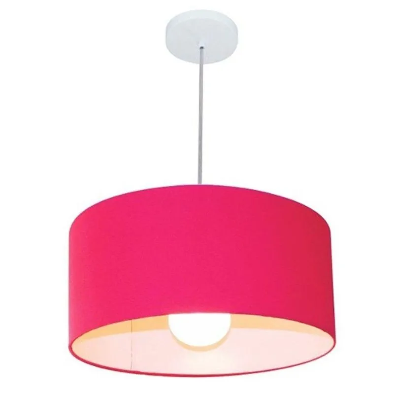 Lustre Pendente Cilíndrico Free Lux Para Mesa De Jantar, Sala, Quarto, Churrasqueira E Balcão. Pink Tam: 50x21cm