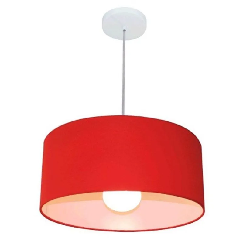 Lustre Pendente Cilíndrico Md-4052 50x21cm Bivolt Vermelho
