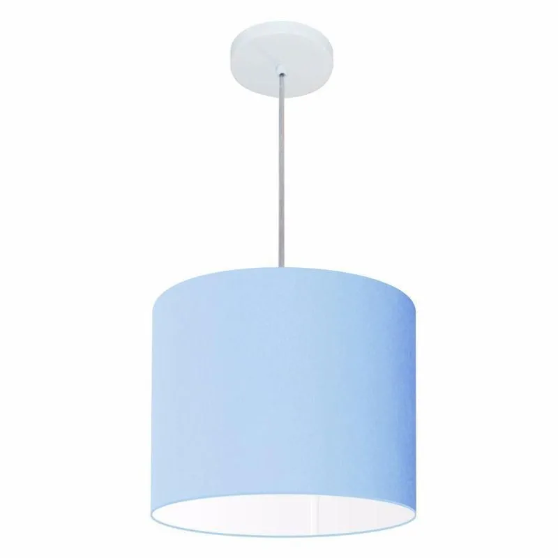Lustre Pendente Cilíndrico Free Lux Para Mesa De Jantar, Sala, Quarto, Churrasqueira E Balcão. Azul-bebê Tam: 30x21cm