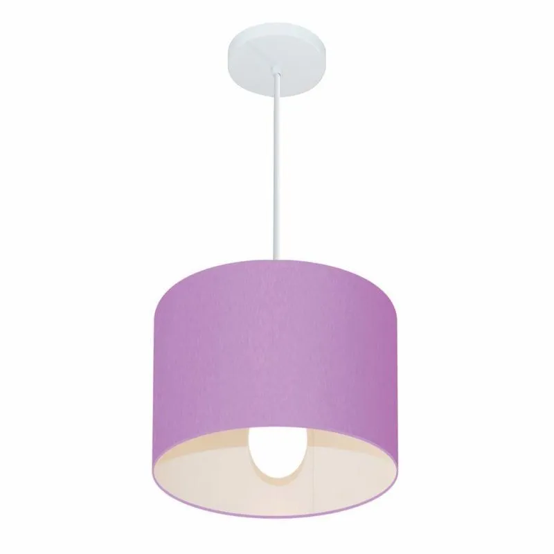 Lustre Pendente Cilíndrico MD-4054 Cúpula em Tecido 30x21cm Bivolt 110V-220V Lilás Vivare Brasil