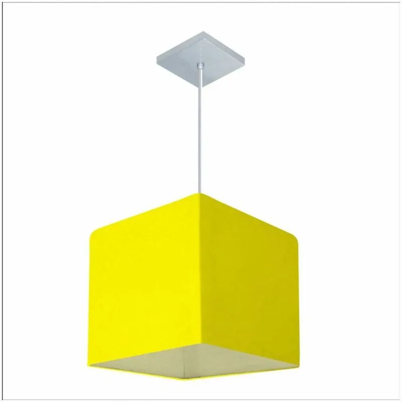 Lustre Pendente Quadrado Md-4058 21/25x25cm Bivolt Amarelo