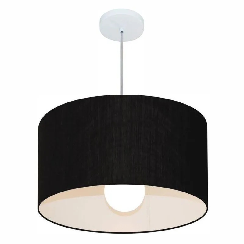 Lustre Pendente Cilíndrico Free Lux Com Cúpula Em Tecido Fio Ajustável Preto Vivare Brasil