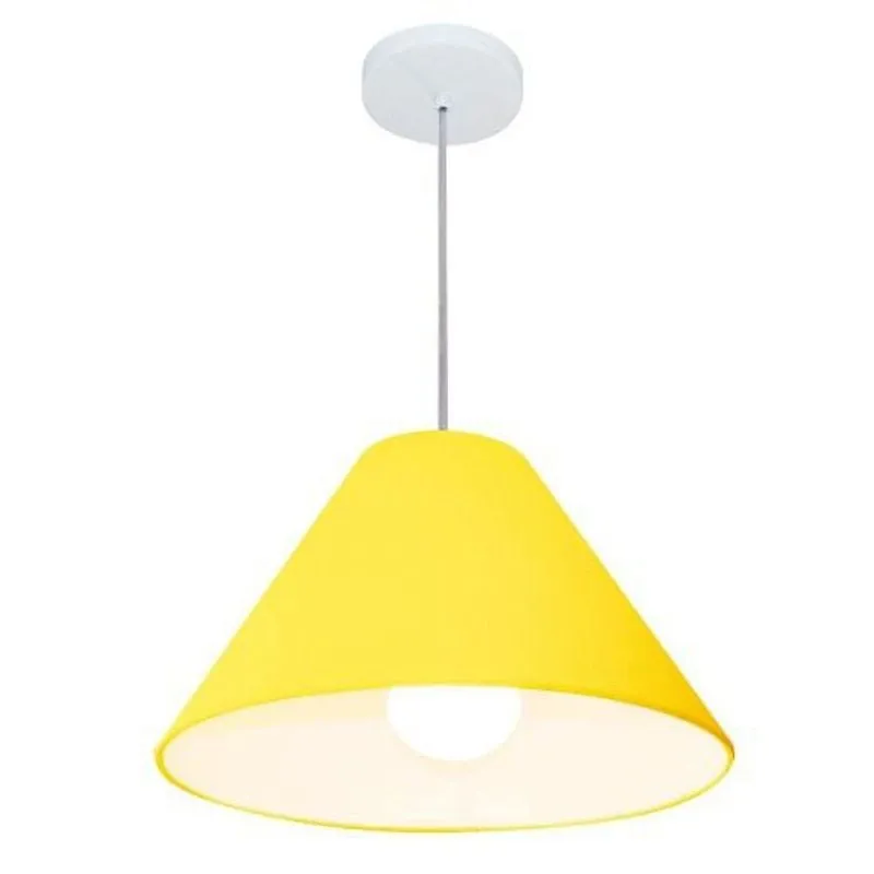 Lustre Pendente Cone Md-4078 25/40x15cm Bivolt Amarelo