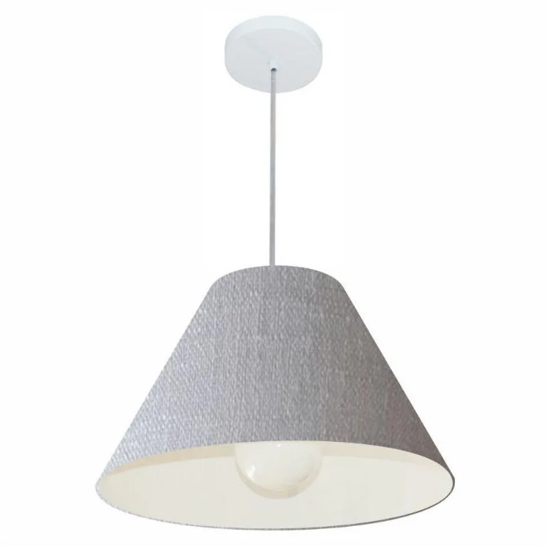 Lustre Pendente Cone Md-4078 Tecido 25/40x15cm Bivolt Cinza