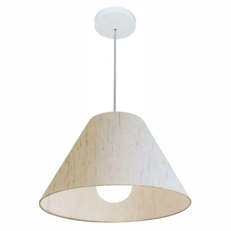 Lustre Pendente Cone Md-4078 25/40x15cm Bivolt Linho Bege