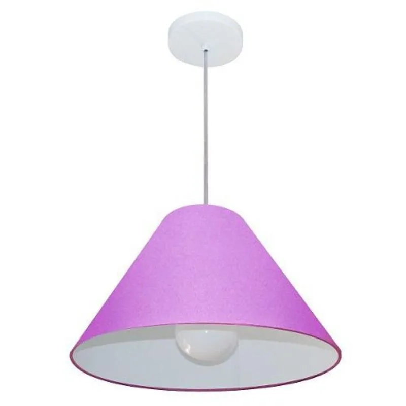Lustre Pendente Cone Vivare Md-4078 Cúpula Em Tecido 25/40x15cm - Bivolt Lilás 127/220v