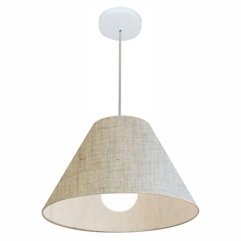 Lustre Pendente MD-4078 Cúpula em Tecido, Fio Ajustável, Bivolt Rústico-Bege Vivare Brasil