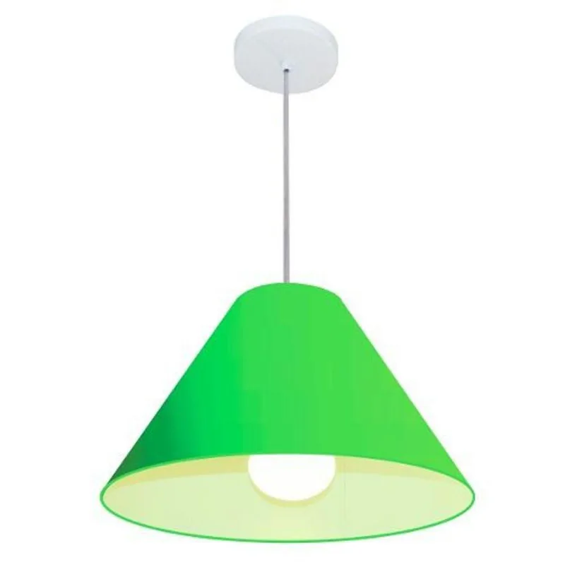 Lustre Pendente Cone Md-4078 25/40x15cm Bivolt Verde Limão