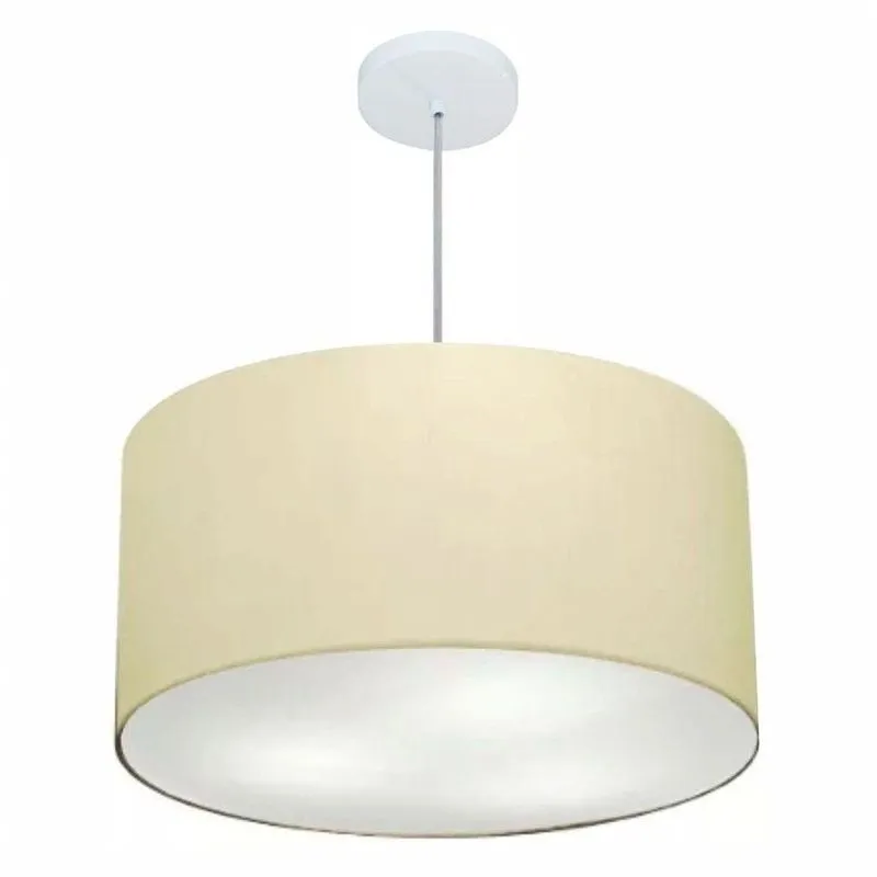 Lustre Pendente Cilíndrico MD-4080 Com Cúpula Em Tecido Bivolt Branco Vivare Brasil Iluminação