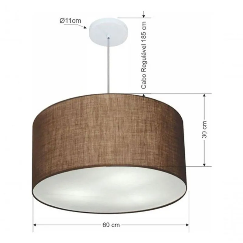 Lustre Pendente MD-4080 Com Cúpula Em Tecido 60x30cm Para 5 Lâmpadas E27 Café Vivare Brasil