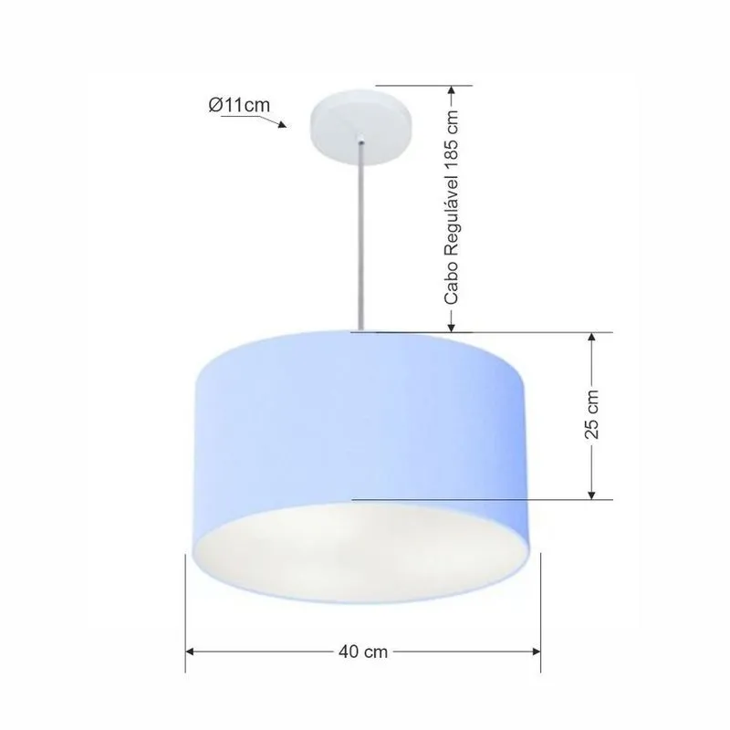 Lustre Pendente Cilíndrico Md-4099 com Cúpula em Tecido 40x25CM Bivolt Azul-bebê Vivare Brasil Iluminação Lustre Pendente Cilíndrico Md-4099 Cúpula em Tecido 40x25CM Azul-bebê Vivare Brasil Iluminação