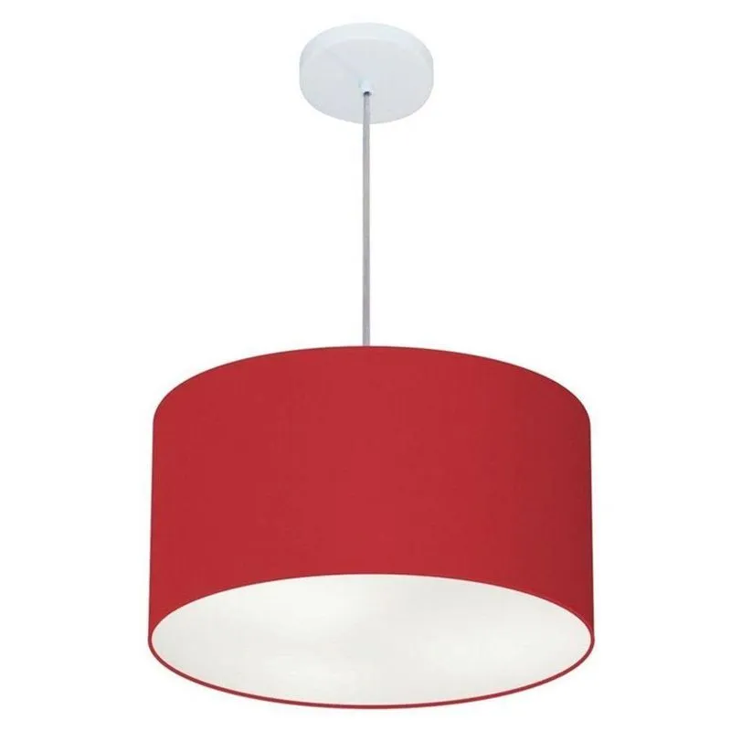 Lustre Pendente Cilíndrico MD-4099 Cúpula em Tecido 40x25cm Bivolt Bordô Vivare Brasil Iluminação