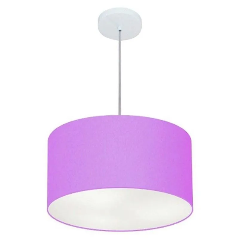 Lustre Pendente Cilíndrico MD-4099 Cúpula em Tecido 40x25cm Bivolt 110V-220V Lilás Vivare Brasil