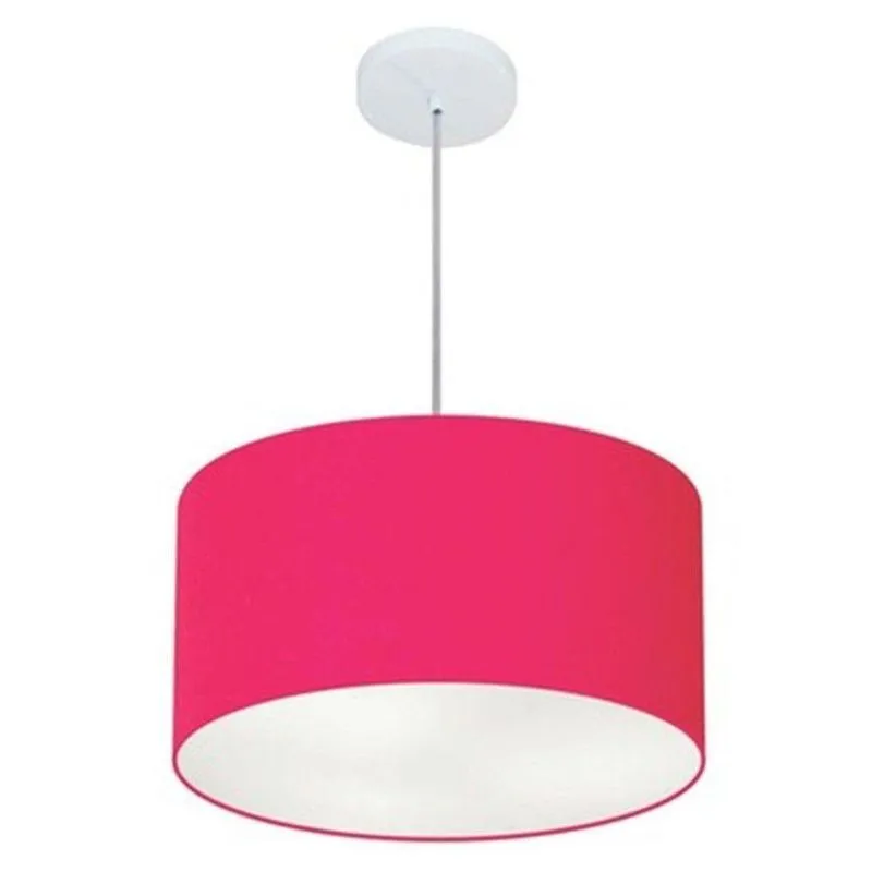 Lustre Pendente Cilíndrico MD-4099 Cúpula em Tecido 40x25cm Bivolt 110V-220V Rosa-Pink Vivare Brasil