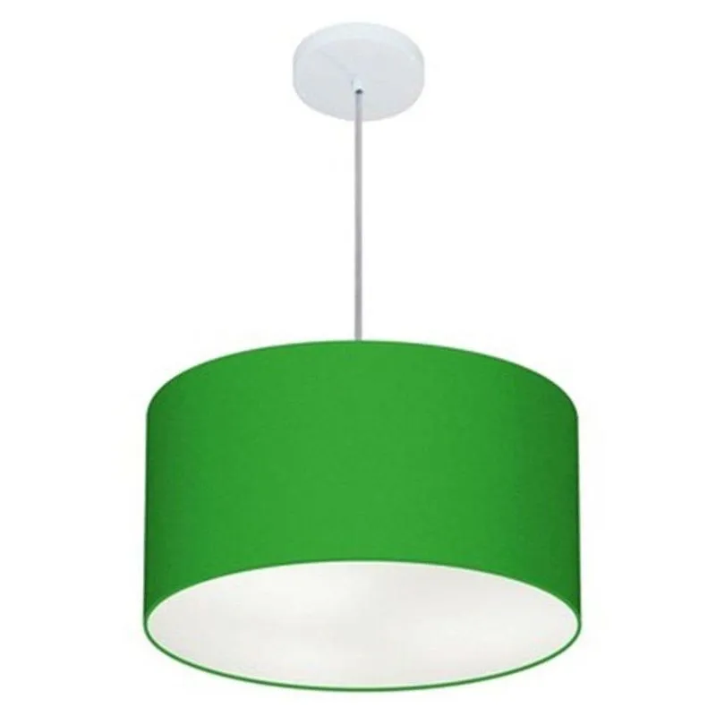 Lustre Pendente Cilíndrico MD-4099 Cúpula em Tecido 40x25cm Bivolt Verde-Folha Vivare Brasil