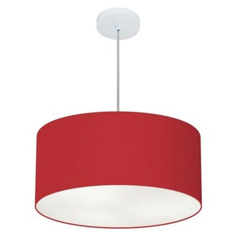 Lustre Pendente Cilíndrico MD-4100 Cúpula Em Tecido 50x25cm Bordô Vivare Brasil Iluminação