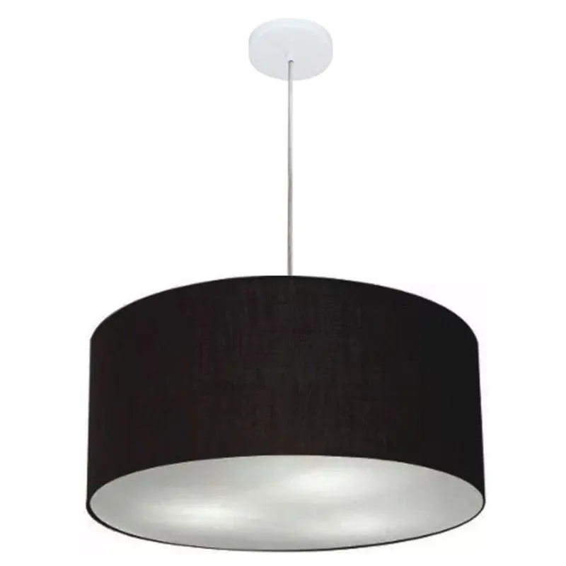 Lustre Pendente MD-4100 Com Cúpula Em Tecido Bivolt 110V-220V Branco Vivare Brasil Iluminação