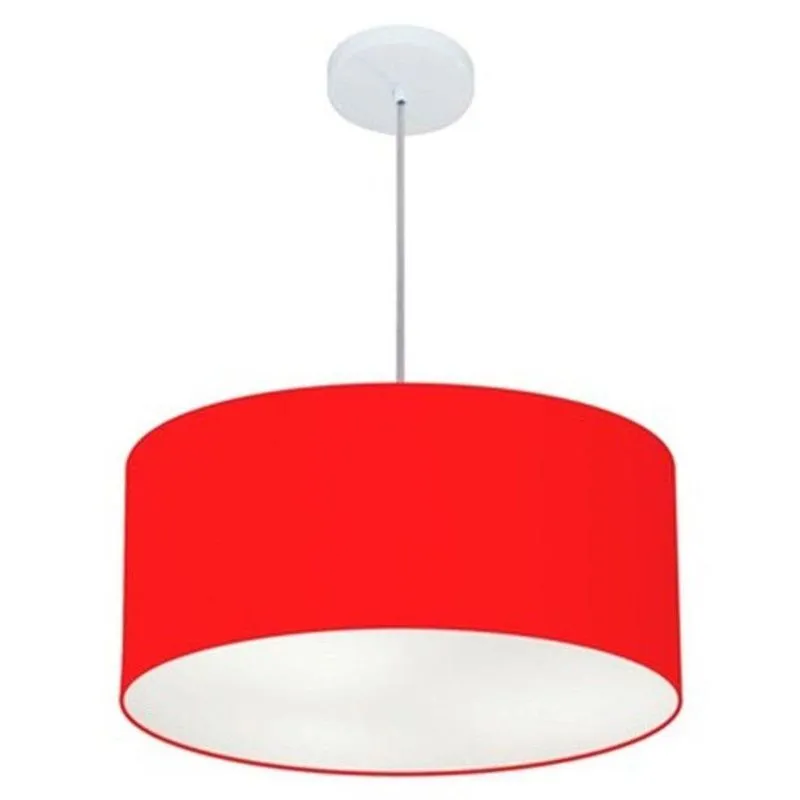 Lustre Pendente Cilíndrico Md-4100 Cúpula Em Tecido 50x25cm Bivolt 110v-220v Vermelho Vivare Brasil