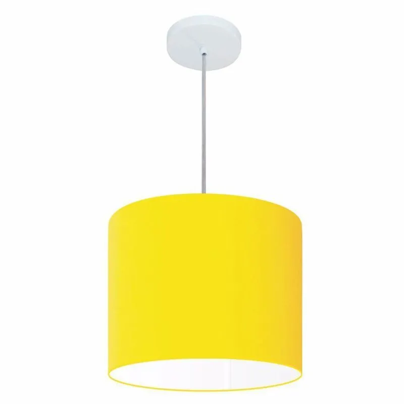 Lustre Pendente Cilíndrico Md-4113 30x25cm Bivolt Amarelo