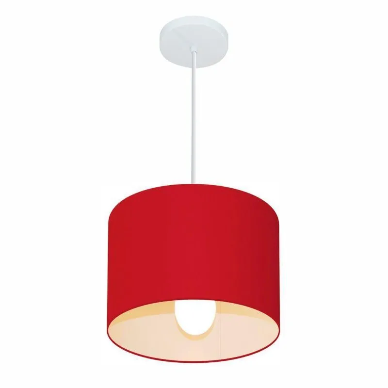 Lustre Pendente Cilíndrico Md-4113 Cúpula Em Tecido 30x25cm Bivolt 110v-220v Bordô Vivare Brasil