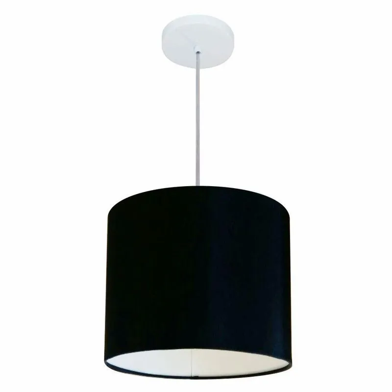 Lustre Pendente Cilíndrico Free Lux Para Mesa De Jantar, Sala, Quarto, Churrasqueira E Balcão. Preta Tam: 30x25cm