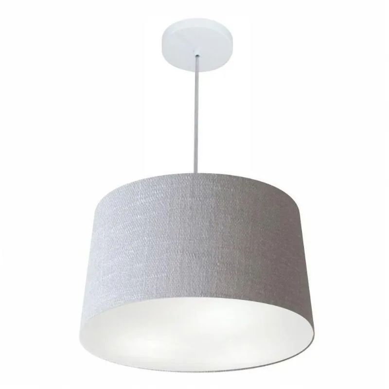 Lustre Pendente Cone Md-4156 Tecido 30/45x40cm Bivolt Cinza