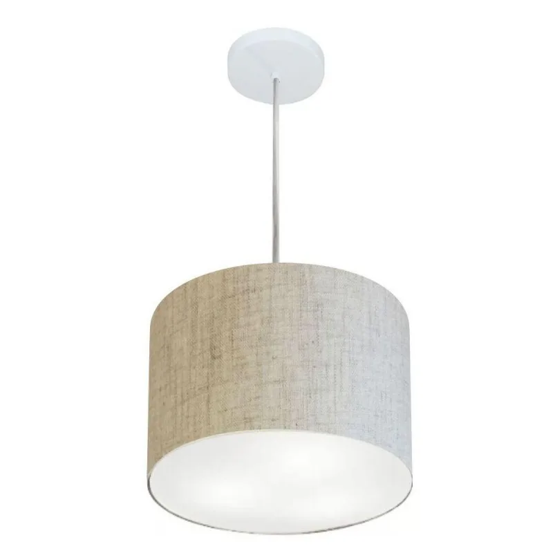 Lustre Pendente Cilíndrico Md-4210 30x25 Bivolt Rústico Bege