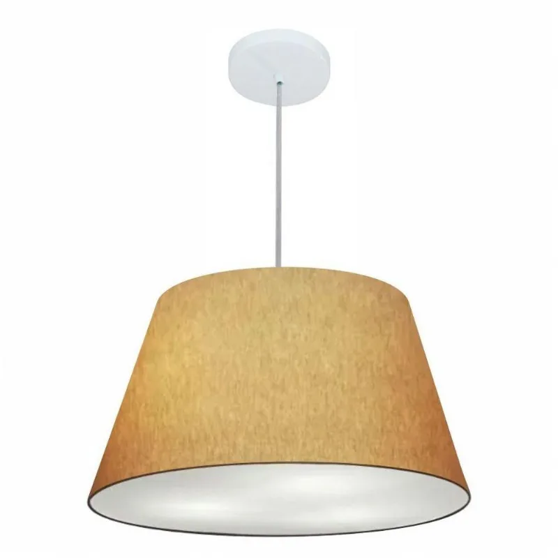 Lustre Pendente Cone Md-4248 Tecido 30/50x35cm Bivolt Palha