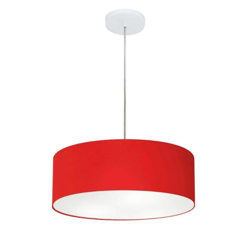 Lustre Cilíndrico Md-4132 Tecido 40x15cm Bivolt Vermelho - Vivare Brasil Iluminação
